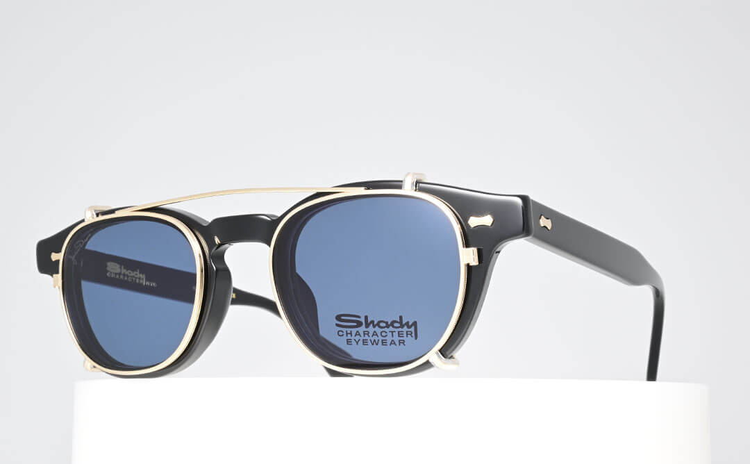 JAMES DEAN EYEWEAR COLLECTION ARNIE (44□24) _ BLACK (with GOLD CLIP ON)