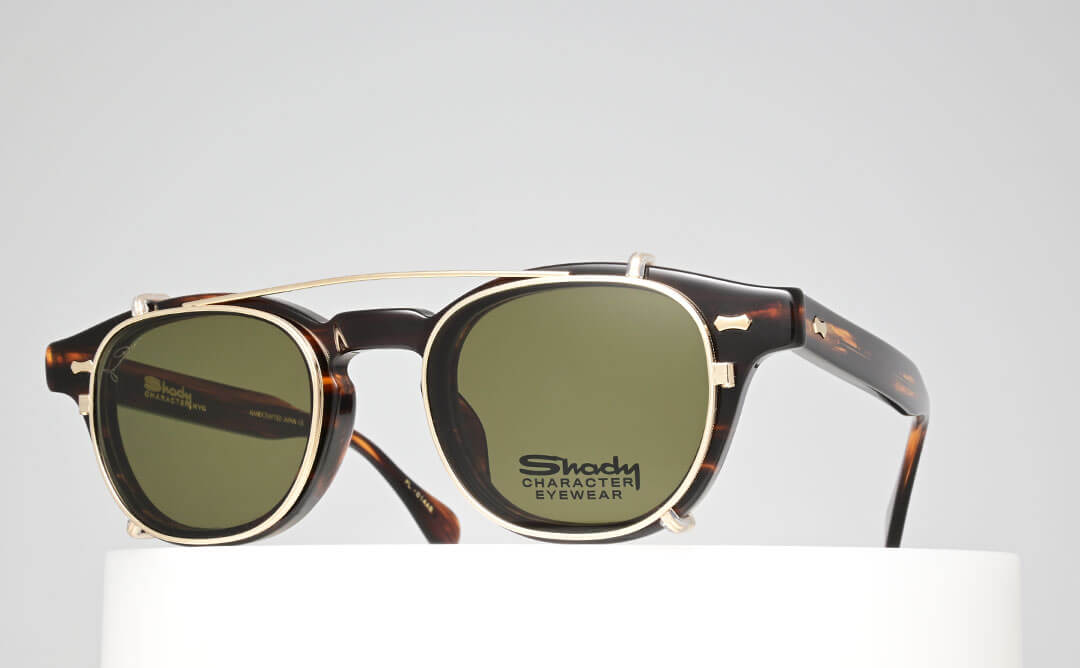 JAMES DEAN EYEWEAR COLLECTION ARNIE (44□24) _ INDIANA BROWN (with GOLD CLIP ON)